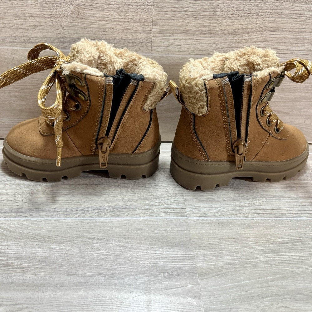 Winter Boots Waterproof Baby Size 2.5-3.5 H&M Brown Warm Soft Faux Fur Lace Zip - Picture 9 of 11